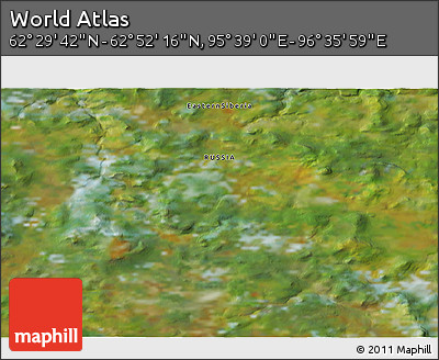 Satellite 3D Map of the Area around 62° 40' 59" N, 96° 7' 30" E