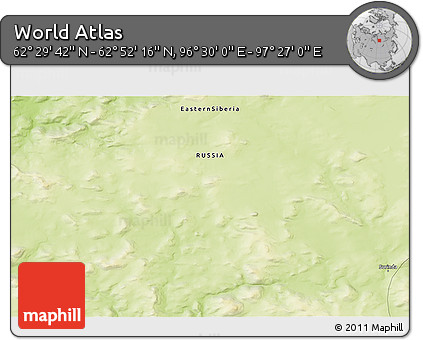 Physical 3D Map of the Area around 62° 40' 59" N, 96° 58' 29" E