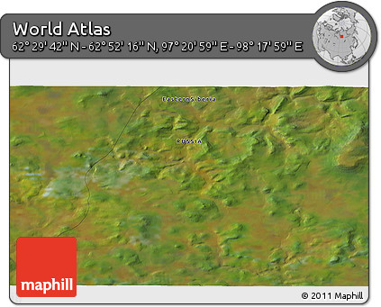 Satellite 3D Map of the Area around 62° 40' 59" N, 97° 49' 29" E