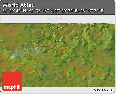 Satellite 3D Map of the Area around 62° 40' 59" N, 97° 49' 29" E