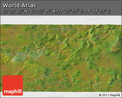 Satellite 3D Map of the Area around 62° 40' 59" N, 97° 49' 29" E