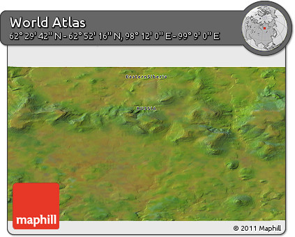 Satellite 3D Map of the Area around 62° 40' 59" N, 98° 40' 30" E