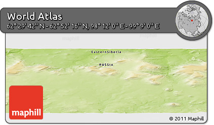 Physical Panoramic Map of the Area around 62° 40' 59" N, 98° 40' 30" E