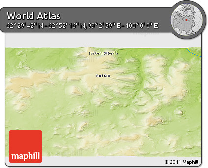 Physical 3D Map of the Area around 62° 40' 59" N, 99° 31' 30" E