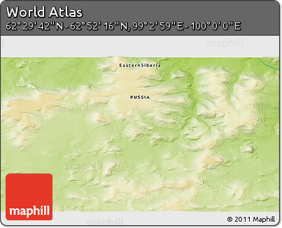Physical 3D Map of the Area around 62° 40' 59" N, 99° 31' 30" E