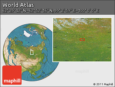 Satellite Location Map of the Area around 62° 40' 59" N, 99° 31' 30" E