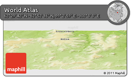 Physical Panoramic Map of the Area around 62° 40' 59" N, 99° 31' 30" E