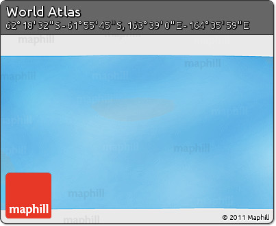Physical 3D Map of the Area around 62° 7' 9" S, 164° 7' 30" E