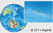 Physical Location Map of the area around 62° 7' 9" S, 169° 13' 29" E