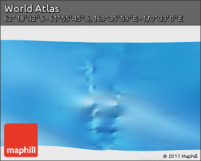Shaded Relief 3D Map of the Area around 62° 7' 9" S, 170° 4' 29" E