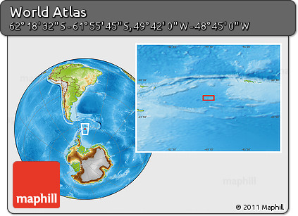 Physical Location Map of the Area around 62°&nbsp;7'&nbsp;9"&nbsp;S,&nbsp;49°&nbsp;13'&nbsp;30"&nbsp;W