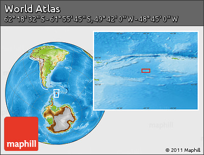 Physical Location Map of the Area around 62°&nbsp;7'&nbsp;9"&nbsp;S,&nbsp;49°&nbsp;13'&nbsp;30"&nbsp;W