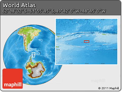 Physical Location Map of the Area around 62°&nbsp;7'&nbsp;9"&nbsp;S,&nbsp;49°&nbsp;13'&nbsp;30"&nbsp;W