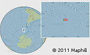 Savanna Style Location Map of the area around 62° 7' 9" S, 83° 13' 29" W, hill shading