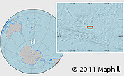 Gray Location Map of the area around 62° 27' 29" S, 176° 52' 30" E, hill shading
