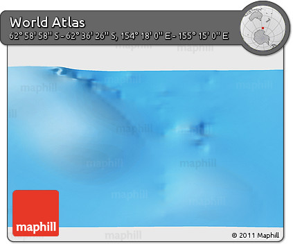 Physical 3D Map of the Area around 62° 47' 42" S, 154° 46' 30" E