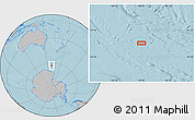 Gray Location Map of the area around 62° 47' 42" S, 159° 52' 30" E, hill shading