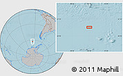 Gray Location Map of the area around 62° 47' 42" S, 95° 7' 30" W, hill shading