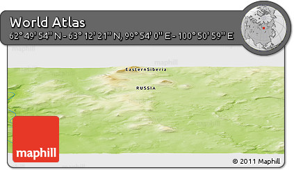 Physical Panoramic Map of the Area around 63° 1' 7" N, 100° 22' 30" E