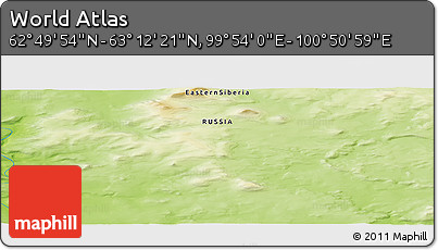 Physical Panoramic Map of the Area around 63° 1' 7" N, 100° 22' 30" E
