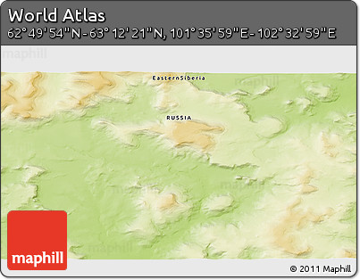Physical 3D Map of the Area around 63° 1' 7" N, 102° 4' 29" E
