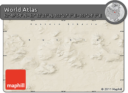 Shaded Relief Map of the Area around 63° 1' 7" N, 102° 55' 30" E