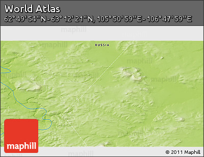 Physical 3D Map of the Area around 63° 1' 7" N, 106° 19' 29" E