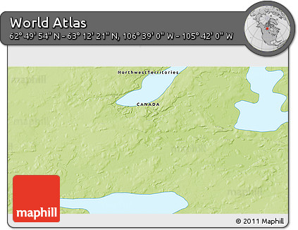 Physical 3D Map of the Area around 63° 1' 7" N, 106° 10' 30" W
