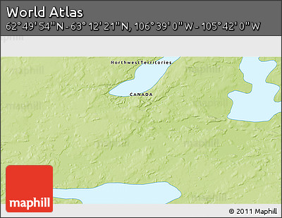 Physical 3D Map of the Area around 63° 1' 7" N, 106° 10' 30" W