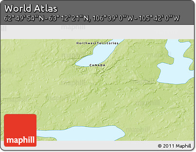Physical 3D Map of the Area around 63° 1' 7" N, 106° 10' 30" W