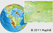 Physical Location Map of the area around 63° 1' 7" N, 106° 10' 30" W