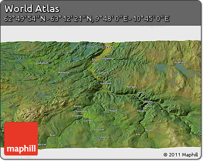 Satellite 3D Map of the Area around 63° 1' 7" N, 10° 16' 30" E