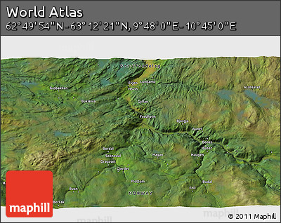 Satellite 3D Map of the Area around 63° 1' 7" N, 10° 16' 30" E