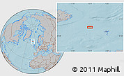 Gray Location Map of the area around 63° 1' 7" N, 10° 7' 30" W, hill shading