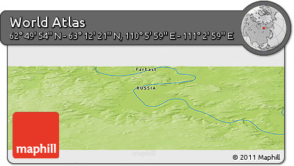 Physical Panoramic Map of the Area around 63° 1' 7" N, 110° 34' 29" E