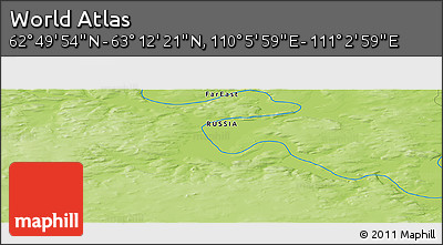 Physical Panoramic Map of the Area around 63° 1' 7" N, 110° 34' 29" E