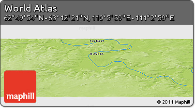 Physical Panoramic Map of the Area around 63° 1' 7" N, 110° 34' 29" E