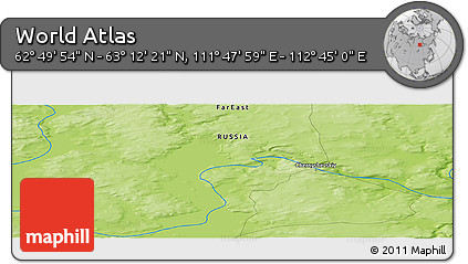 Physical Panoramic Map of the Area around 63° 1' 7" N, 112° 16' 30" E