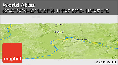 Physical Panoramic Map of the Area around 63° 1' 7" N, 112° 16' 30" E
