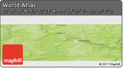 Physical Panoramic Map of the Area around 63° 1' 7" N, 112° 16' 30" E
