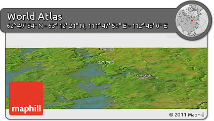 Satellite Panoramic Map of the Area around 63° 1' 7" N, 112° 16' 30" E