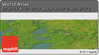 Satellite Panoramic Map of the Area around 63° 1' 7" N, 112° 16' 30" E