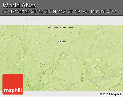 Physical 3D Map of the Area around 63° 1' 7" N, 112° 7' 30" W