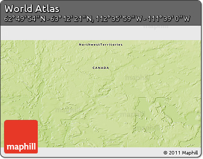 Physical 3D Map of the Area around 63° 1' 7" N, 112° 7' 30" W