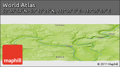 Physical Panoramic Map of the Area around 63° 1' 7" N, 113° 7' 30" E