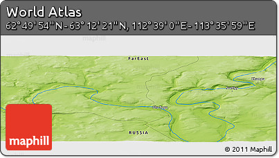 Physical Panoramic Map of the Area around 63° 1' 7" N, 113° 7' 30" E