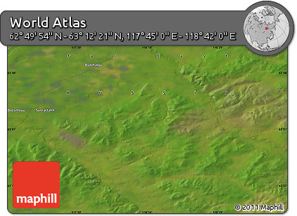 Satellite Map of the Area around 63° 1' 7" N, 118° 13' 29" E