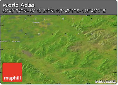 Satellite Map of the Area around 63° 1' 7" N, 118° 13' 29" E