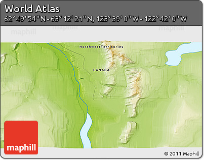 Physical 3D Map of the Area around 63° 1' 7" N, 123° 10' 30" W