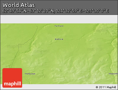 Physical 3D Map of the Area around 63° 1' 7" N, 125° 1' 30" E